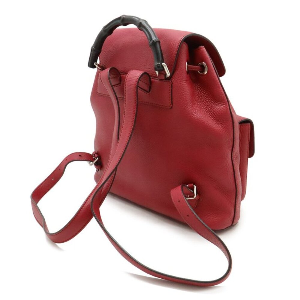 Gucci Bamboo Backpack Rucksack Sac Shoulder Bag Fringe Tassel Leather Fuchsia - Picture 2 of 9